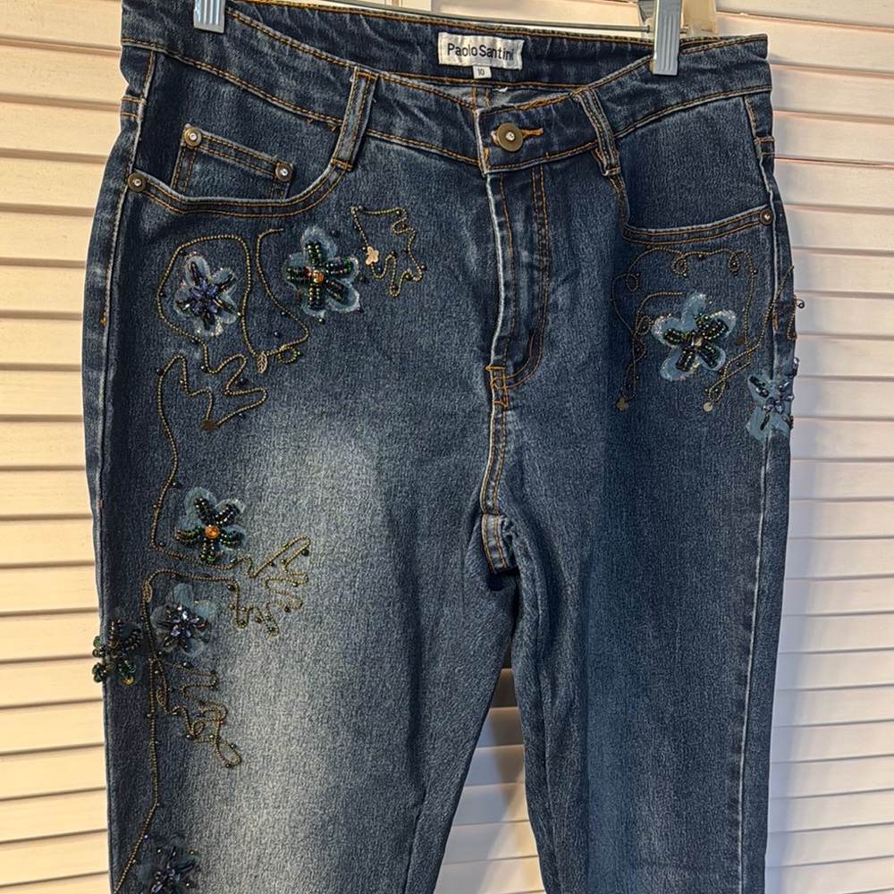 Blue Embroidered Women's Jeans